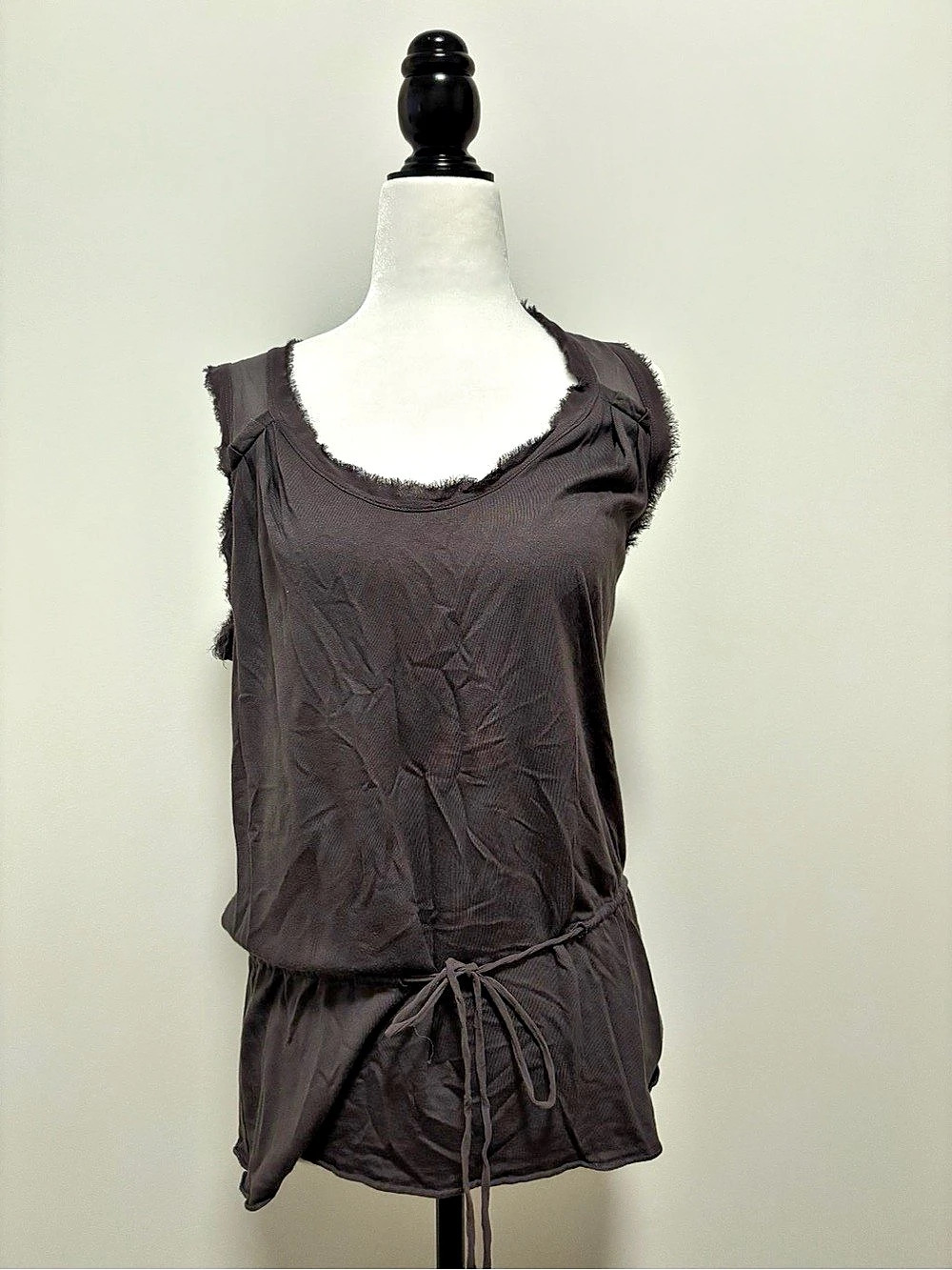 Banana Republic Grey/Brown Sleeveless Drawstring Top Size Small